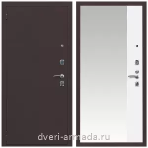 Белые двери с зеркалом, Дверь входная Армада Комфорт Антик медь / МДФ 16 мм ФЛЗ Панорама-1 Белый матовый