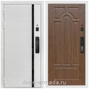 Левые входные двери, Умная входная смарт-дверь Армада Каскад WHITE МДФ 10 мм Kaadas K9 / МДФ 16 мм ФЛ-58 Мореная береза