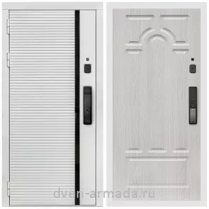 Левые входные двери, Умная входная смарт-дверь Армада Каскад WHITE МДФ 10 мм Kaadas K9 / МДФ 16 мм ФЛ-58 Дуб белёный