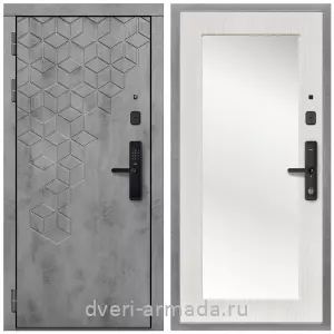Белые двери с зеркалом, Дверь входная Армада Квадро МДФ 16 мм Kaadas S500 / МДФ 16 мм ФЛЗ-пастораль, Дуб белёный