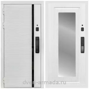 Входные двери на заказ, Умная входная смарт-дверь Армада Каскад WHITE МДФ 10 мм Kaadas K9 / МДФ 16 мм ФЛЗ-120 Ясень белый