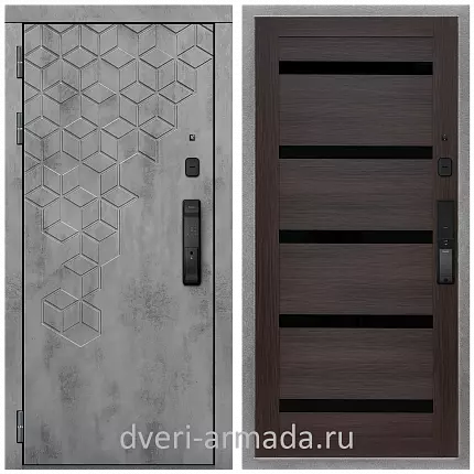 Дверь входная Армада Квадро МДФ 16 мм Kaadas K9 / МДФ 16 мм СБ-14 Эковенге стекло черное