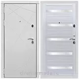 Дверь входная Армада Тесла / СБ-14 Сандал белый стекло белое