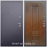 Входные двери Эврика, Дверь входная Армада Люкс Антик серебро / ФЛ-2 Морёная береза из металла в кирпичный дом с порошковой окраской