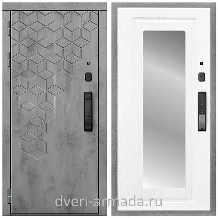 Дверь входная Армада Квадро МДФ 16 мм Kaadas K9 / МДФ 16 мм ФЛЗ-120 Ясень белый