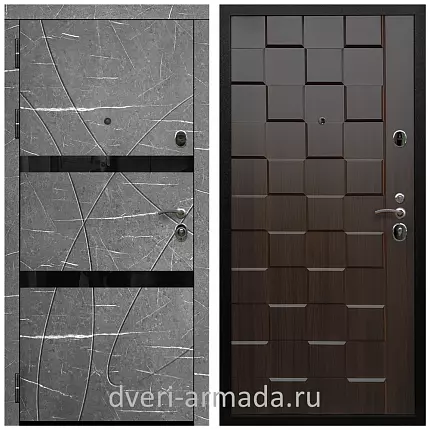 Дверь входная Армада Престиж Черная шагрень МДФ 16 мм Торос графит / ОЛ-39 Эковенге