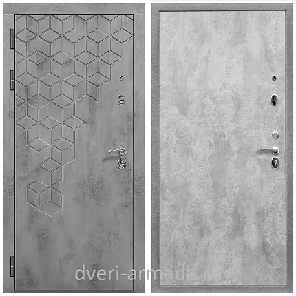 Дверь входная Армада Квадро МДФ 16 мм Бетон тёмный / МДФ 6 мм ПЭ Цемент светлый