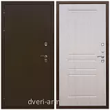 Коричневые входные двери, Металлическая коричневая дверь входная уличная в частный дом Армада Термо Молоток коричневый/ ФЛ-243 Лиственница беж морозостойкая с панелями МДФ